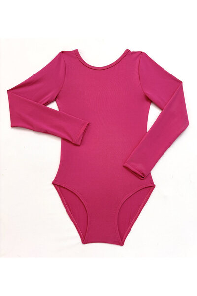 LULLY KİDS Lully Kıds Jimnastik Bale Antreman Fuşya Kız Çocuk Mayosu Uzun Kol...