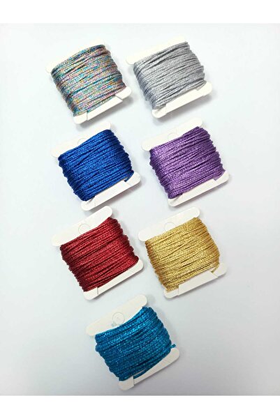 Eskişehir hobi sanat 10 μέτρα 7 χρώματα λάμψης και λάμψης κεριού (ΣΥΝΟΛΟ 70 ΜΕΤΡΑ) Κολιέ Σχέδιο κοσμήματος Σχέδιο βραχιόλι