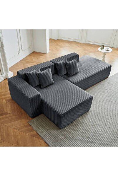 Crestj Comfortable Relaxation Sofa with Luxurious L-Shaped Design - Black