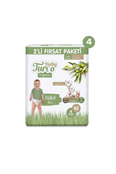 Baby Turco Doğadan 2'li Mega Fırsat Paketi Külot Bez 4 Numara Maxi 328 Adet