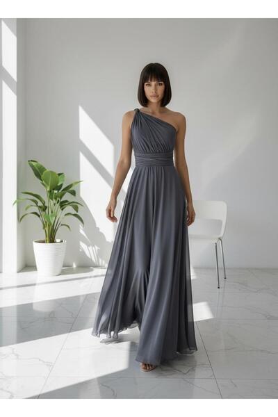 MAXXE 4923ST Helen Tek Omuz Saten Elbise