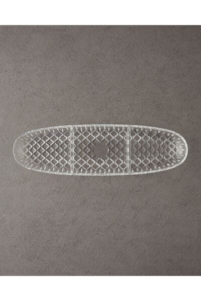 English Home Crux Glass 3 Compartment Presentation Holder 41x12 cm Transparent