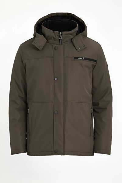 CIVILTIPOLO Αδιάβροχο και αντιανεμικό παλτό & παλτό με χοντρή γούνα εσωτερικά και αφαιρούμενη τσέπη με φερμουάρ K με κουκούλα