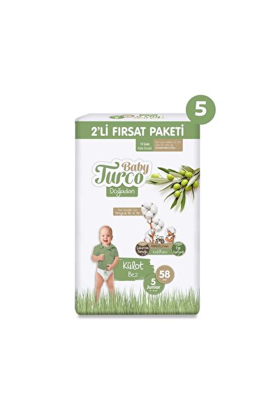 Baby Turco Doğadan 2'li Ultra Fırsat Paketi Külot Bez 5 Numara Junior 290 Adet