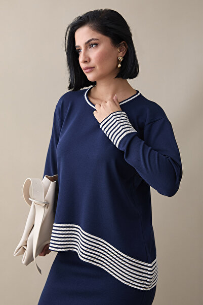 InStyle Σετ μπλε Navy με ριγέ φούστα