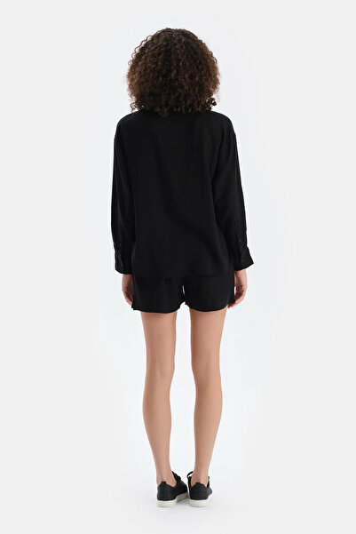 Eros Black Linen Woven Shorts