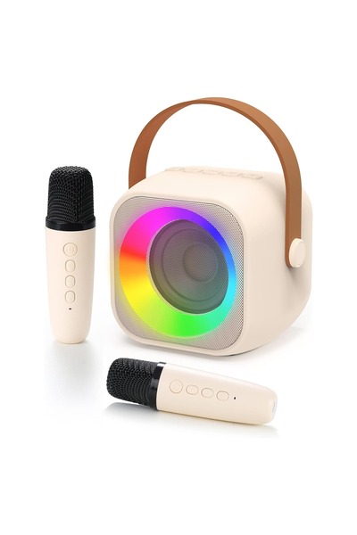 Timebox Set de boxe karaoke Bluetooth 5.0 cu 2 microfoane wireless, multifuncțional, 4 schimbări vocale magice