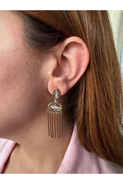 Petra Jeweils Drop Detailed Hanging Gold Earrings