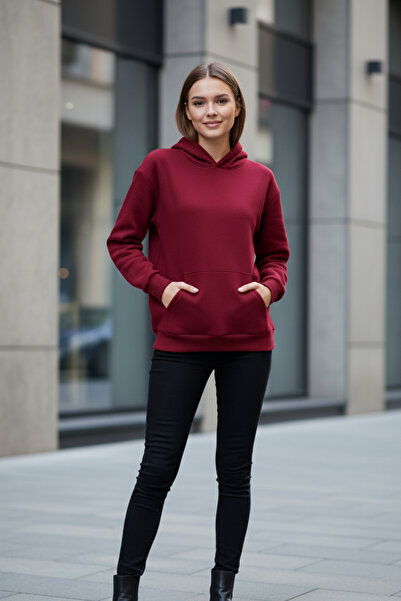 UNCİA OUTDOORS vengeance μπορντό με κουκούλα υπερμεγέθη unisex φούτερ