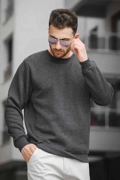 Oksit Gomez Slim Fit Three Thread Raised Cotton Crew Neck Sweatshirt