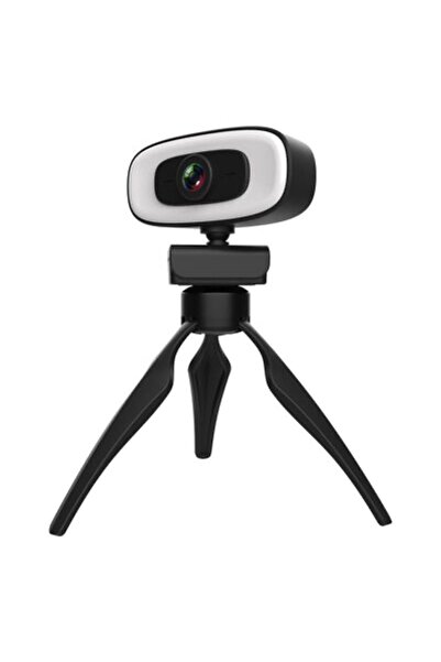halkhouse Webcam Yayıncı 2k Full Hd 60fps Işıklı 2560*1440p 360* Dönebilen Mikrofonlu Bilgisayar Kamerası