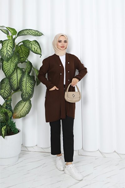 NİSUM MODA Eyelet Detail Lace Cardigan