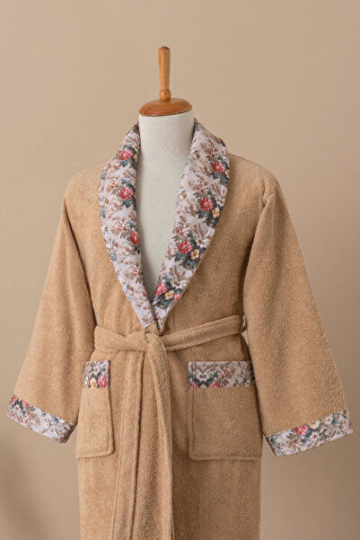 Ellaline FIORE Халат з квітковим візерунком, 100% бавовна, сертифікований, 2 частини, бежевий колір