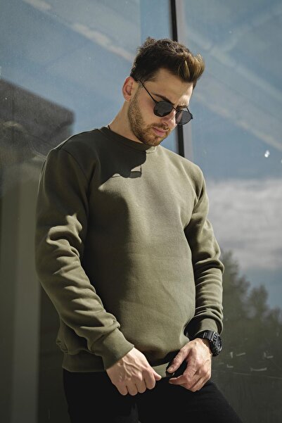 Oksit Gomez Dar Kesim Üç İplik Şardonlu İçi Pamuklu Bisiklet Yaka Sweatshirt