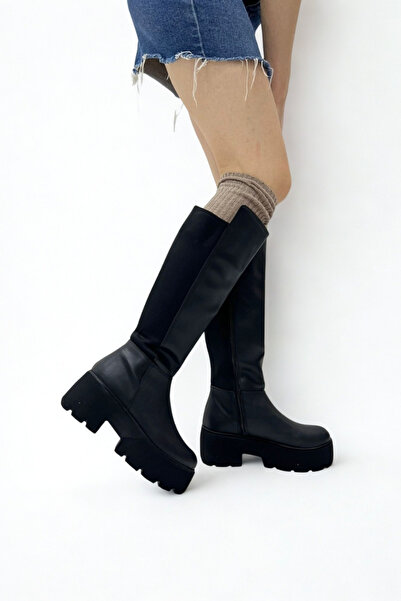 inizio Women's Black Stretch Boots E1320