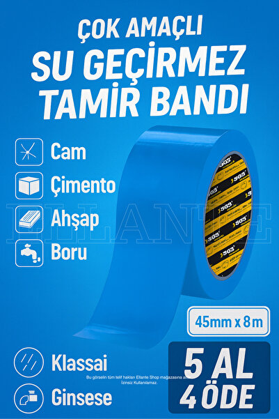 ellante Çok Amaçlı Su Geçirmez Sızdırmaz Dayanıklı Izolasyon MAVİ Tamir Bandı...