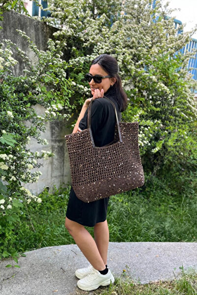 göçer Çanta İpi / Örgü İpi %100 pamuk ren kahve 3+6 kahve İri pullu yumaklar 50gr X 2 =100gr