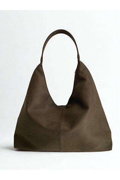 yako حقيبة كتف بوهو من جلد الغزال الكاكي - حجم كبير، للاستخدام اليومي والمكتبي (46×30×11 سم)