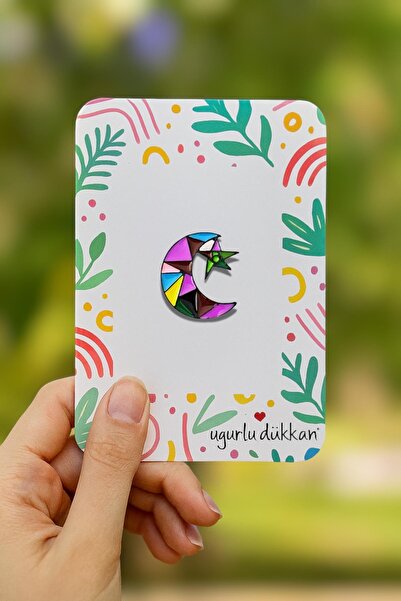 Colored Moon Star Badge