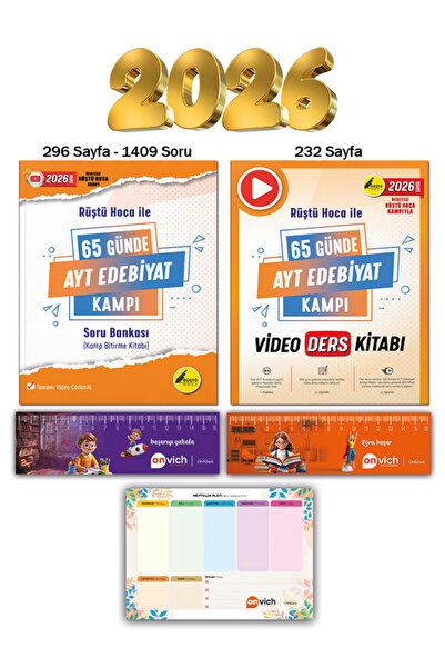 Rüştü Hoca 65 Günde AYT Edebiyat Kamp Kitabı Video Ders Notları Set 2 Kitap