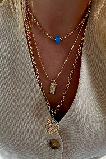 Trendy Butik Nostalji Boncuklu, Külçe Figür ve Yaşam Çiçeği Model Üçlü Kolye ...