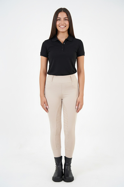 GALLOPRISE Binicilik Pantolonu Çocuk Nokta Desenli Full Silikon Bej - 9-10 Yaş