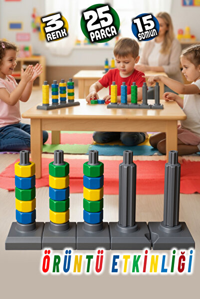 25 Piece Pattern Line Up Nut Geometric Shape Color Placing Game Activity Educational Toy Matching