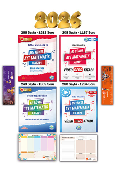 REHBER MATEMATİK YAYINLARI 65 Günde Ayt Matematik Kampı 49 Günde Tyt Matematik Kampı Video Ders Notları Full Set 4 Kitap