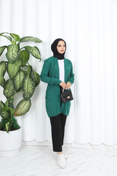 NİSUM MODA Eyelet Detail Lace Cardigan