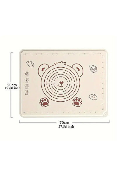 Kitchen Design Lab Profesyonel Krem Rengi Silikon Hamur Açma Matı 50x70 Cm