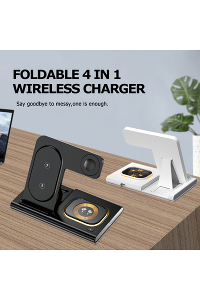 OEM Fast 6-in-1 Wireless Charging Station for iPhone, Android, and AirPods - Black - Desk/Nightstand