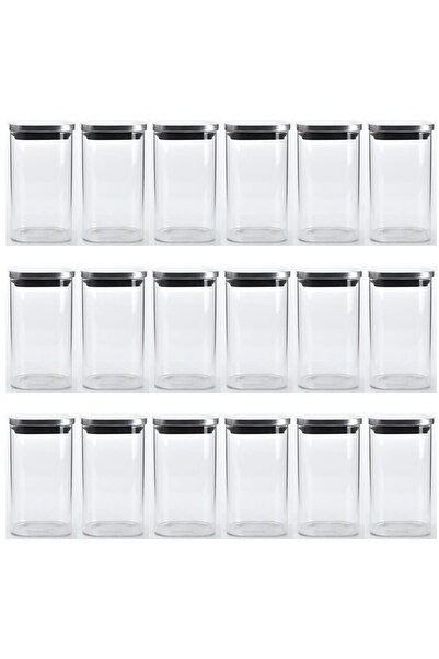 Kitchen Design Lab Vakum Krom Kapaklı Kare Cam Kavanoz 6,5x12,5 Cm - 350 Ml C...