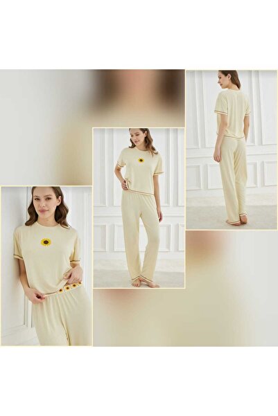 Mihra Ayçiçek Desenli Kadın Pijama Takımı