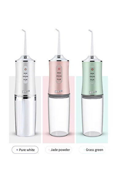 Razo Irigator Oral Portabil DentaFresh USB, 4 capete de curatare, 220 ml, Verde