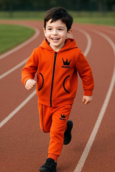 Pink cherry Baby Boy and Kids Set with Zipper and Embroidery, Kids Tracksuit Set