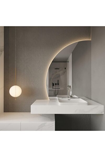Aypars Atölye 30x40cm Modern Yarım Daire LED Ayna – Minimalist Dekor & Banyo ...