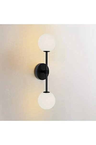 VENON 2 Pieces Fiesta Glop White Glass Sconce Black Wall Lamp Modern for Bedroom-Bedside-Bathroom