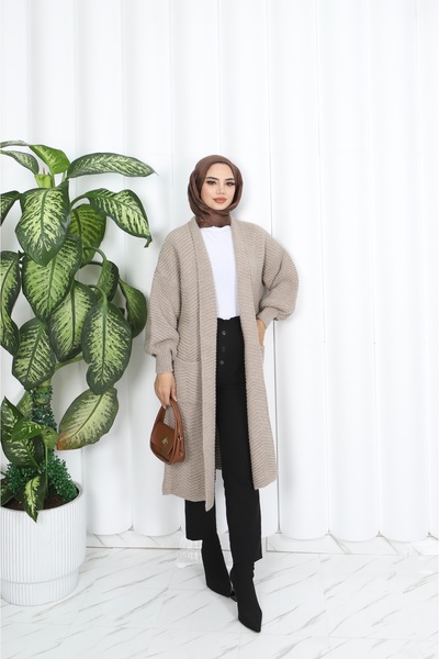 NİSUM MODA Çapraz Örgülü Kalın Hırka