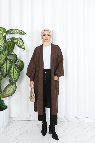 NİSUM MODA Спереду переплетений товстий кардиган