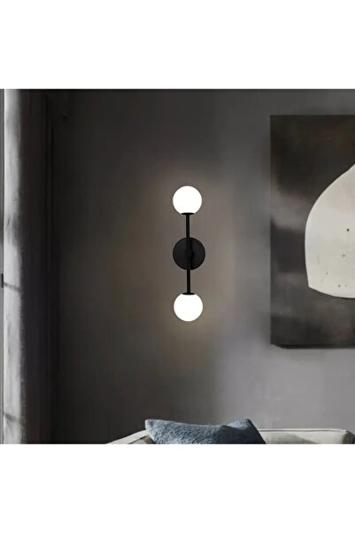 VENON 2 Pieces Fiesta Glop White Glass Sconce Black Wall Lamp Modern for Bedroom-Bedside-Bathroom