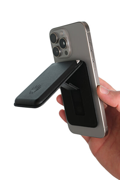 WATCHOFROYAL Black Magnetic Card Holder with Kickstand Stand