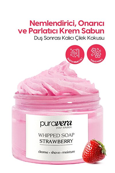 Puravera Kalıcı Çilek Kokulu Parlatıcı ve Nemlendirici Duş Sabunu Gün Boyu Ka...
