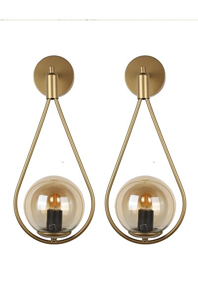 MG HOME Design Damla-Mirza Sconce 2 Pieces Antique Honey Globe Glass