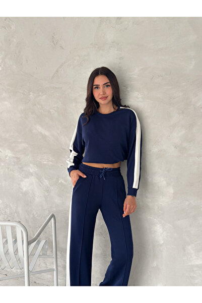 SLAW REZZ Modal Fabric Tracksuit Set White Striped Tracksuit Set