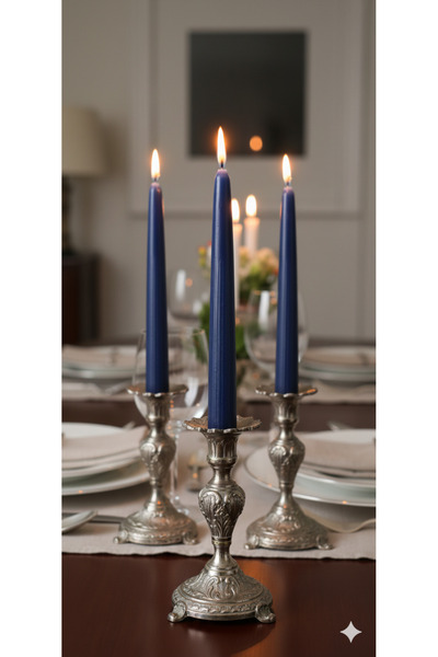 Gizemli Home 3 Lü Lacivert Şamdan Mumu