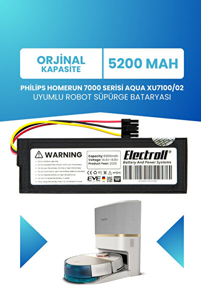 ELECTROLL Philips Homerun 7000 Serisi Aqua Xu7100/02 Batarya (STANDART KAPASİ...