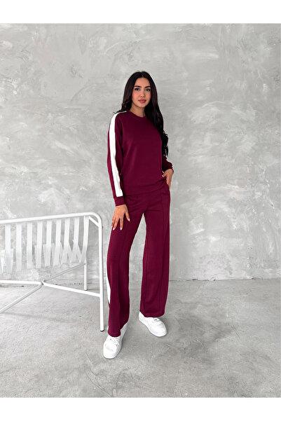 SLAW REZZ Modal Fabric Tracksuit Set White Striped Tracksuit Set