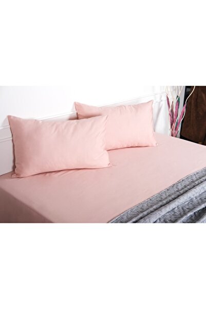 Finezza Set cearșaf și pernă elastic Flora bumbac 100% roz pudrat 3 piese - 1479