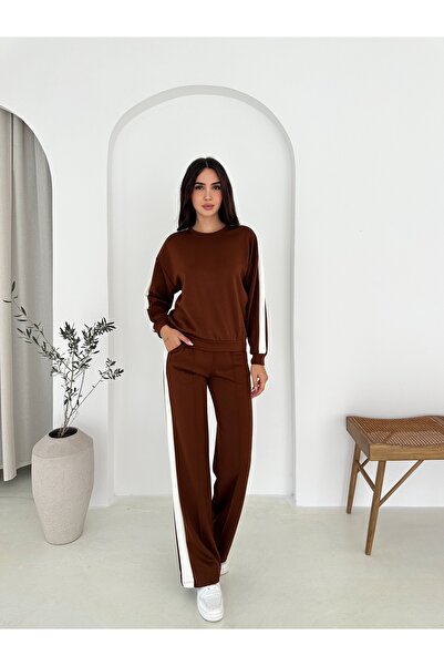 SLAW REZZ Modal Fabric Tracksuit Set White Striped Tracksuit Set