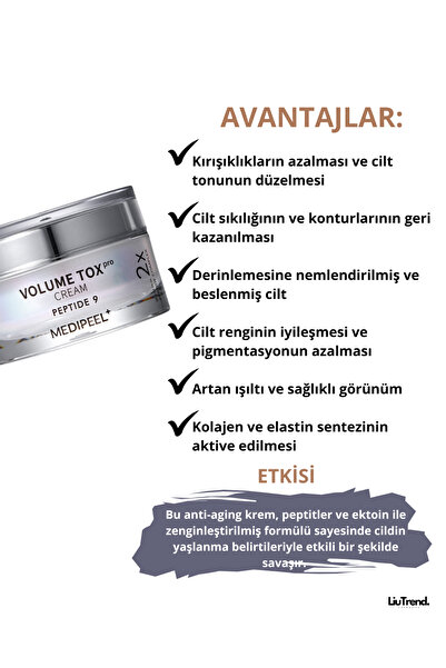 Medipeel Peptide 9 Volume Tox Cream Pro 50 ml Peptit ve Ektoin İçeren Yenileyici Krem M0074